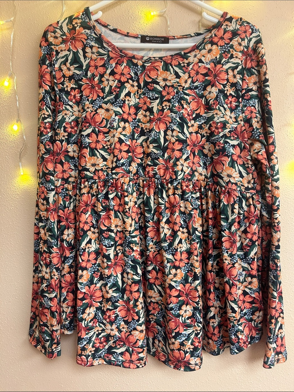 BOMBOM Floral long sleeve blouse Women’s Large